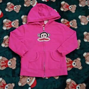 Vintage Y2K Paul Frank Pink Hoodie with Monkey Graphic 4T